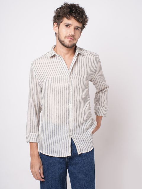 VASTRADO Men Slim Fit Striped Cut Away Collar Casual Shirt - Image 8