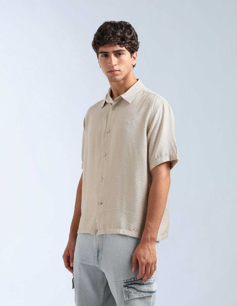 FLYING MACHINE Men Relaxed Fit Self Design Spread Collar Casual Shirt - Image 5