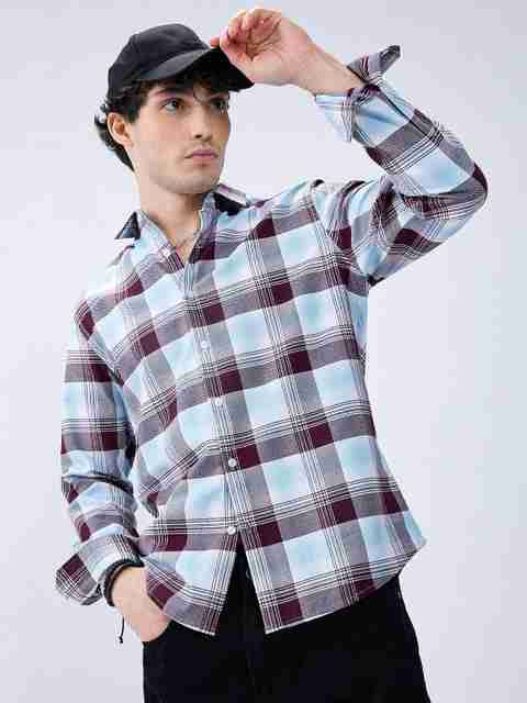 VASTRADO Men Regular Fit Checkered Cut Away Collar Casual Shirt - Image 3