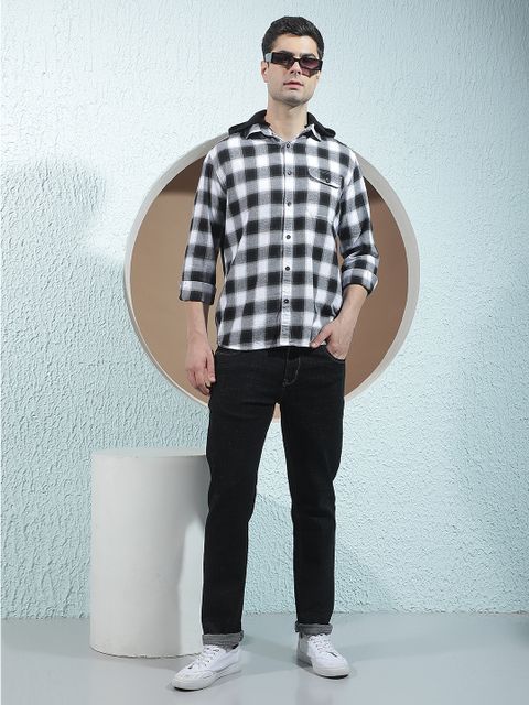 CRIMSOUNE CLUB Men Slim Fit Checkered Hood Casual Shirt - Image 8