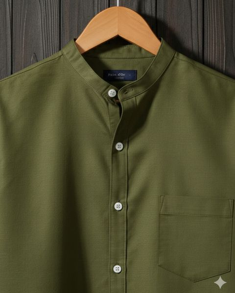 Voroxy Men Regular Fit Solid Mandarin Collar Casual Shirt - Image 7