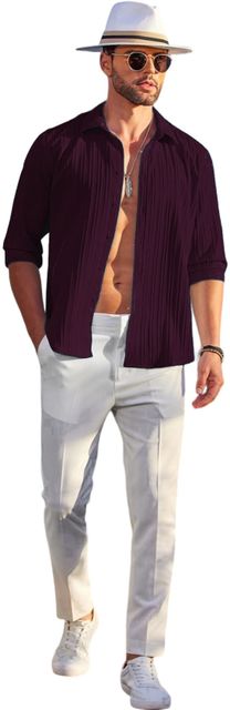 VRLOOKS Men Regular Fit Self Design Spread Collar Casual Shirt - Image 4