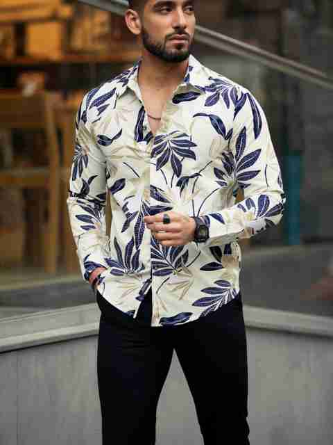 Prinza Men Regular Fit Printed Cut Away Collar Casual Shirt - Image 5