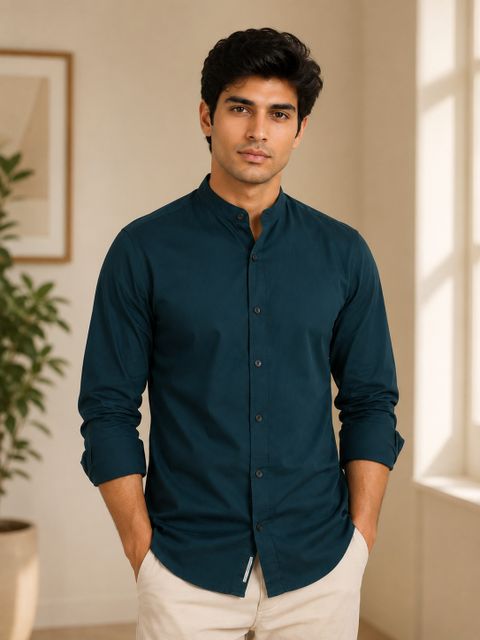 FUBAR Men Slim Fit Solid Mandarin Collar Casual Shirt - Image 6