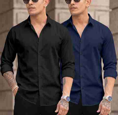 DarkSquare Men Regular Fit Solid Spread Collar Casual Shirt (Pack of 2) - Image 5