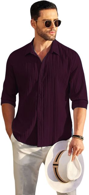 VRLOOKS Men Regular Fit Self Design Spread Collar Casual Shirt - Image 6