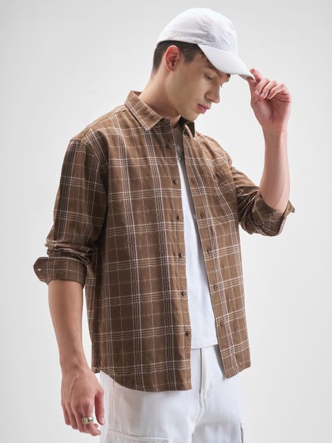 HIGHLANDER Men Relaxed Fit Checkered Casual Shirt - Image 7