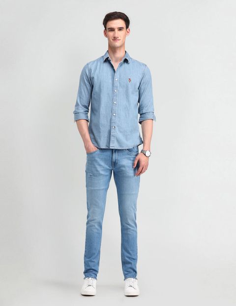 U.S. Polo Assn. Denim Co. Men Slim Fit Blue Casual Shirt - Image 8