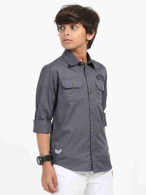 ROCKET SCIENCE Boys Regular Fit Solid Spread Collar Casual Shirt - Image 5