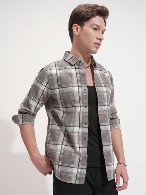 HIGHLANDER Men Slim Fit Checkered Casual Shirt - Image 7