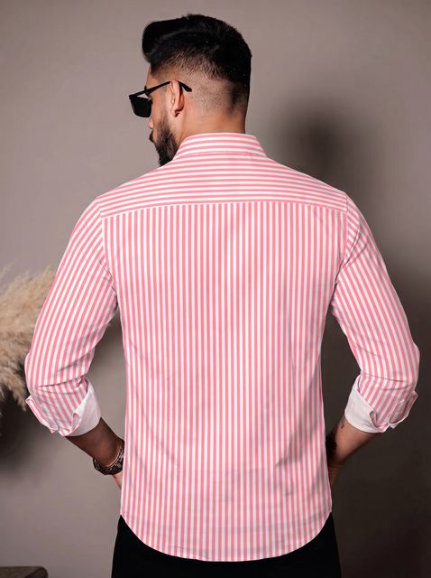 Bluecorp enterprise Men Slim Fit Striped Spread Collar Casual Shirt - Image 6