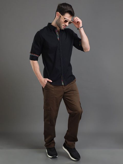 HERE&NOW Men Slim Fit Solid Spread Collar Casual Shirt - Image 8