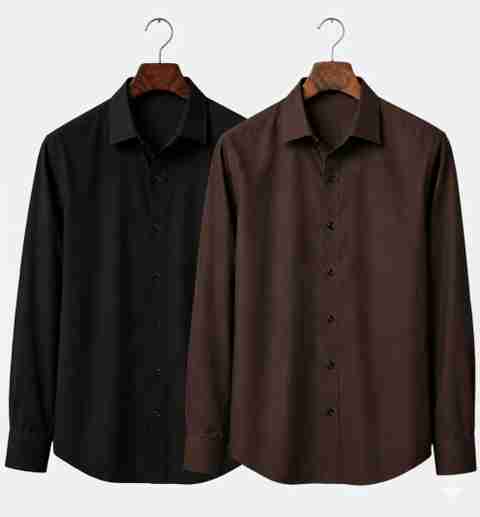 OXXOM Men Regular Fit Solid Spread Collar Casual Shirt (Pack of 2) - Image 5
