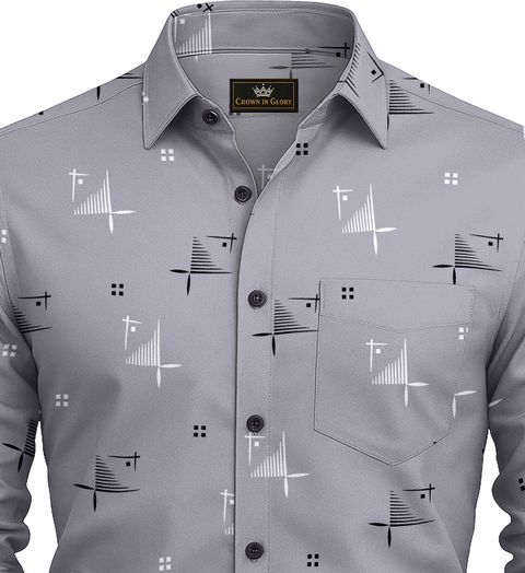 CROWNINGLORY Men Regular Fit Printed Spread Collar Casual Shirt - Image 8