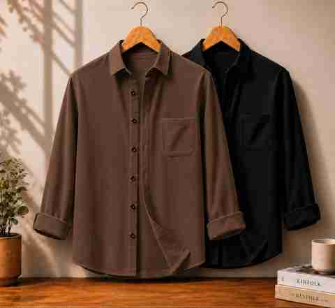 mozero Men Regular Fit Solid Spread Collar Casual Shirt (Pack of 2) - Image 5