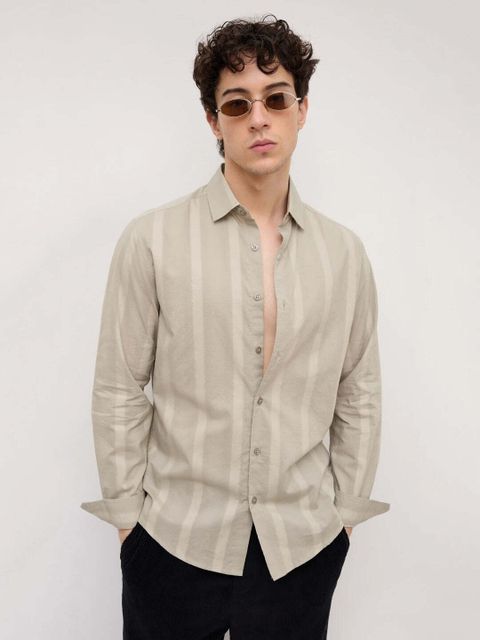 VASTRADO Men Regular Fit Self Design Cut Away Collar Casual Shirt - Image 6