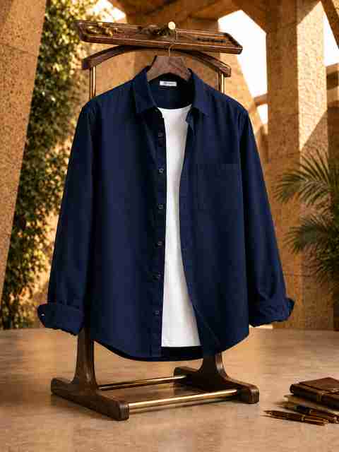 METRONAUT Men Comfort Fit Solid Spread Collar Casual Shirt - Image 5