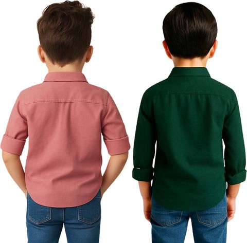 YYQ Boys Regular Fit Solid Spread Collar Casual Shirt (Pack of 2) - Image 6
