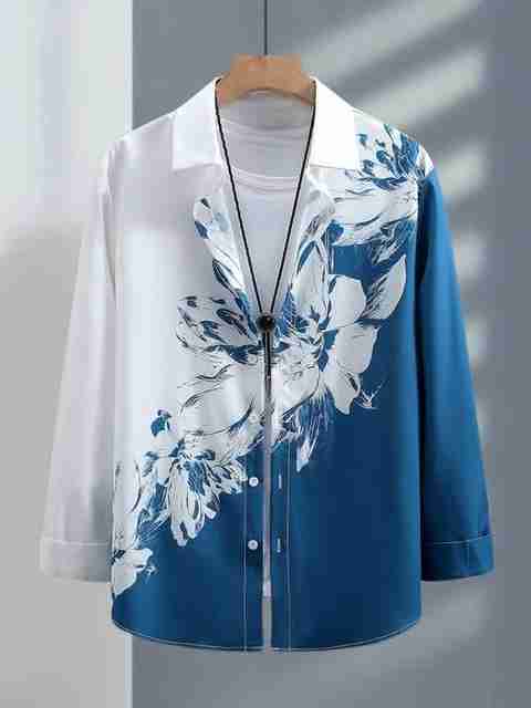 AARTHIT CLOTH VILLA Men Regular Fit Floral Print Ribbed Collar Casual Shirt - Image 2