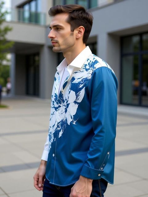 AARTHIT CLOTH VILLA Men Regular Fit Floral Print Ribbed Collar Casual Shirt - Image 6