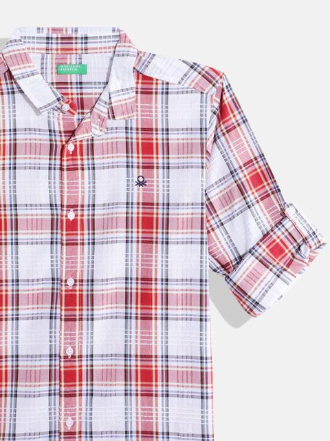 United Colors of Benetton Boys Regular Fit Checkered Casual Shirt - Image 7