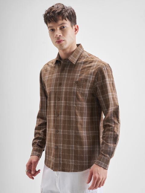 HIGHLANDER Men Relaxed Fit Checkered Casual Shirt - Image 5