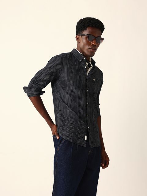 THE BEAR HOUSE Men Slim Fit Striped Casual Shirt - Image 8