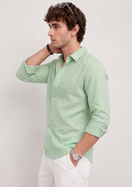 WE KAIKA Men Regular Fit Solid Spread Collar Casual Shirt - Image 6