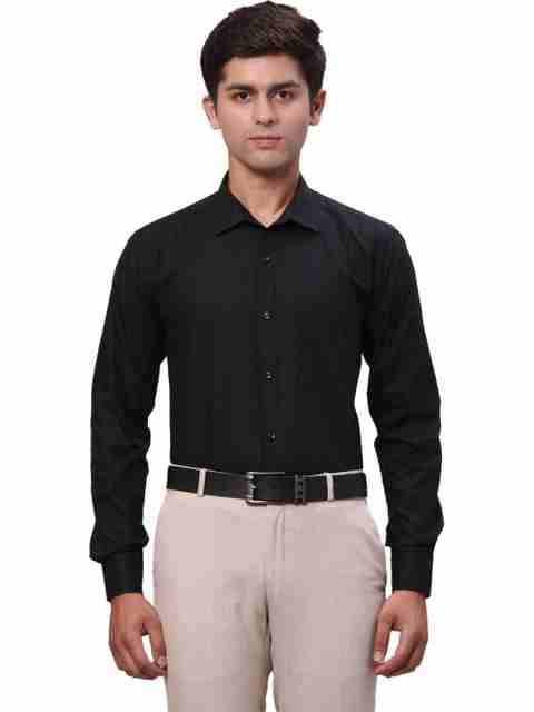 PARK AVENUE Men Self Design Formal Black Shirt - Buy PARK AVENUE