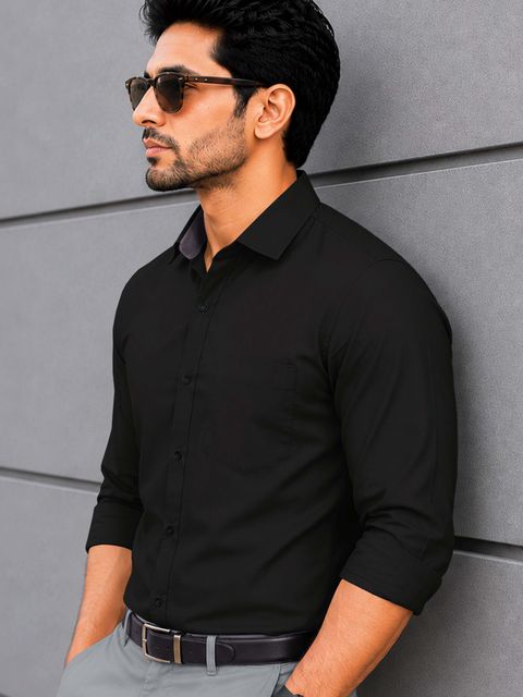 VeBNoR Men Regular Fit Solid Button Down Collar Formal Shirt - Image 8