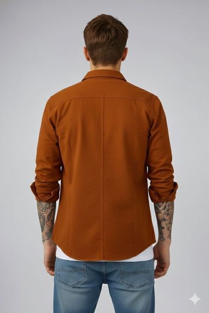 JCOSTA Men Regular Fit Solid Spread Collar Casual Shirt - Image 6