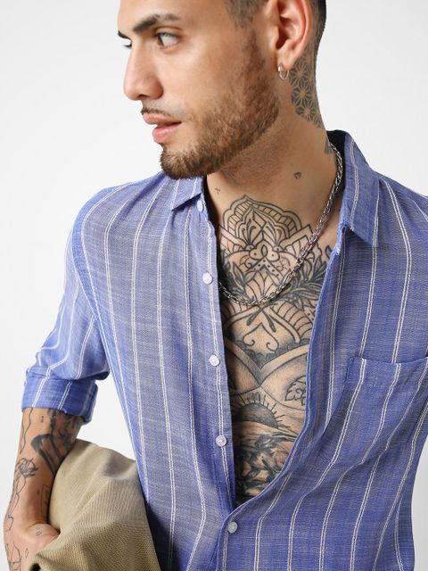 VASTRADO Men Regular Fit Striped Casual Shirt - Image 7
