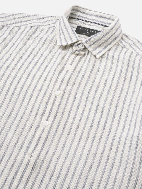 VASTRADO Men Slim Fit Striped Cut Away Collar Casual Shirt - Image 6