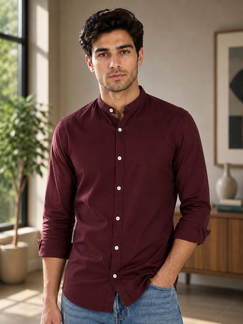 FUBAR Men Slim Fit Solid Mandarin Collar Casual Shirt - Image 7