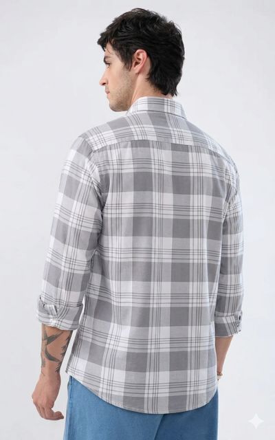 SHIRTZONE Men Slim Fit Checkered Spread Collar Formal Shirt - Image 5