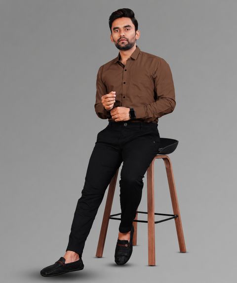 COMBRAIDED Men Regular Fit Solid Spread Collar Casual Shirt - Image 7