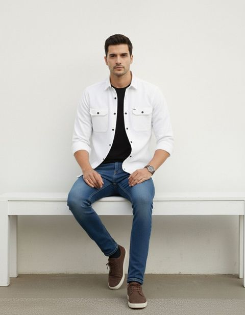 spela Men Regular Fit Solid Button Down Collar Casual Shirt - Image 8