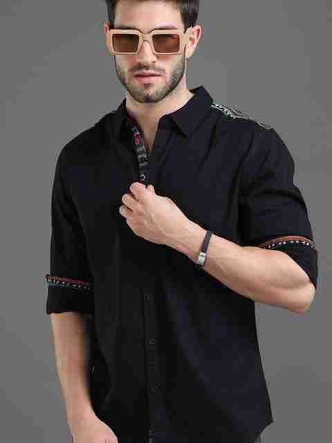 HERE&NOW Men Slim Fit Solid Spread Collar Casual Shirt - Image 5