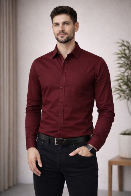 taken Men Slim Fit Solid Spread Collar Casual Shirt - Image 8