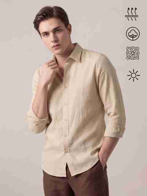 HeSpoke Men Tailored Fit Solid Spread Collar Casual Shirt - Image 5
