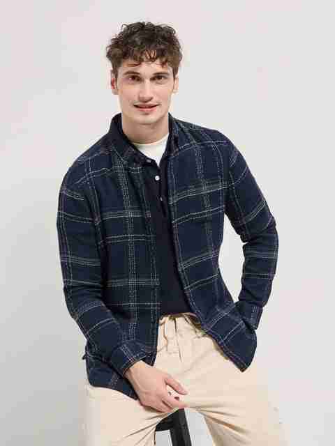 THE BEAR HOUSE Men Slim Fit Checkered Button Down Collar Casual Shirt - Image 5