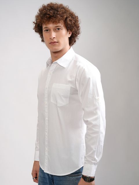 HIGHLANDER Men Slim Fit Solid Spread Collar Casual Shirt - Image 6