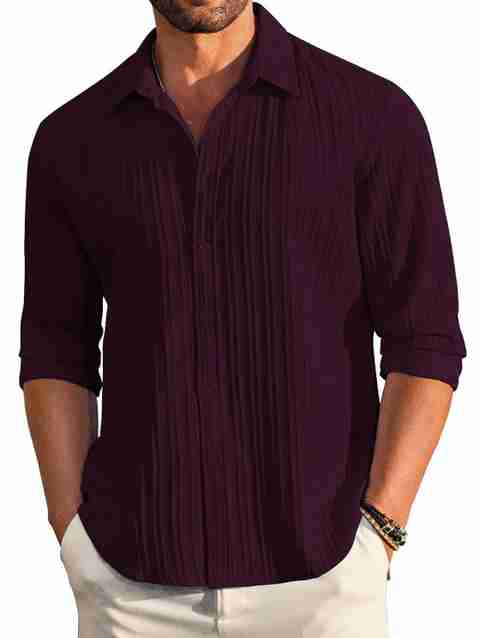VRLOOKS Men Regular Fit Self Design Spread Collar Casual Shirt - Image 2
