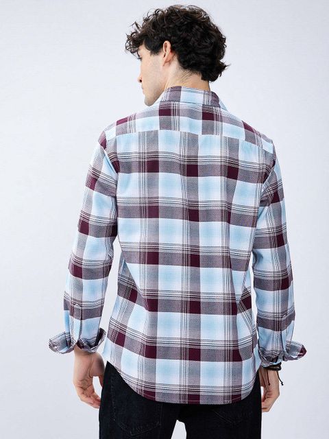 VASTRADO Men Regular Fit Checkered Cut Away Collar Casual Shirt - Image 8