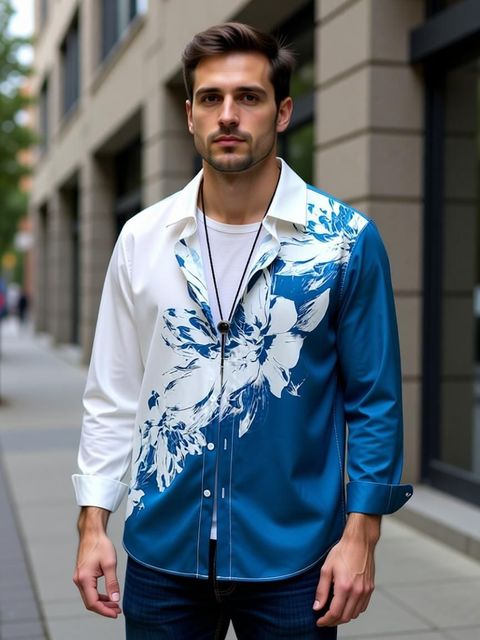 AARTHIT CLOTH VILLA Men Regular Fit Floral Print Ribbed Collar Casual Shirt - Image 3
