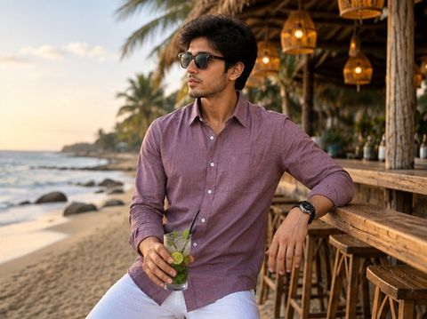 OUTFITHUBB Men Regular Fit Solid Slim Collar Casual Shirt - Image 7