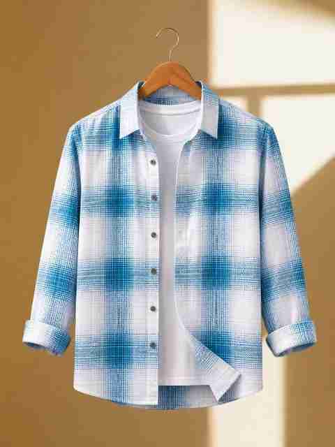 Black Deer Men Regular Fit Checkered Spread Collar Casual Shirt - Image 3