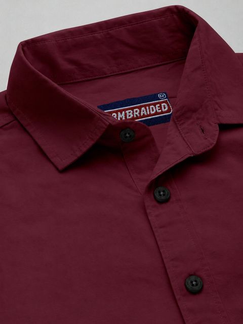 COMBRAIDED Men Regular Fit Solid Spread Collar Casual Shirt - Image 8