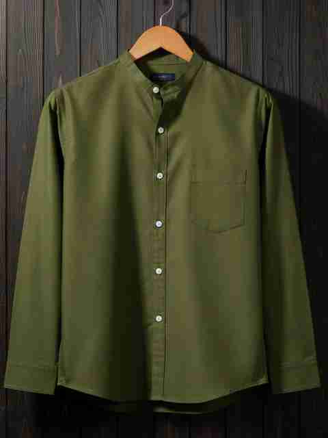 Voroxy Men Regular Fit Solid Mandarin Collar Casual Shirt - Image 5