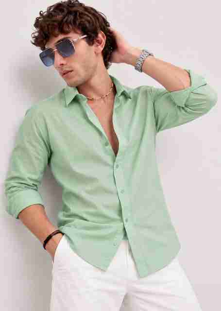 WE KAIKA Men Regular Fit Solid Spread Collar Casual Shirt - Image 5